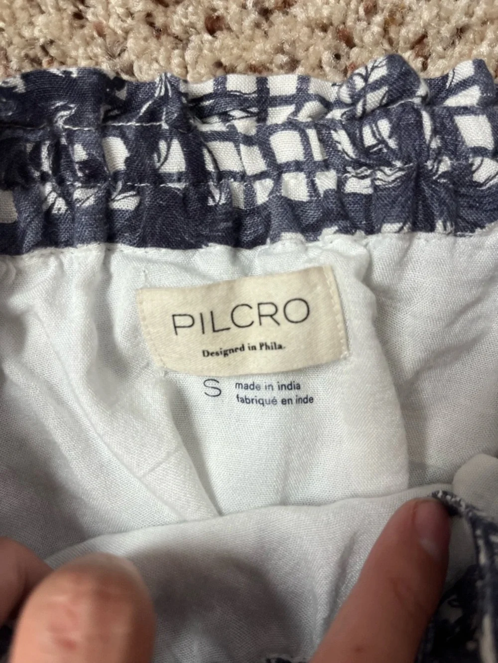 Boho Festival Anthropologie Pilcro Handkerchief Hem Maxi Skirt in Navy and Blue - Picture 8 of 8